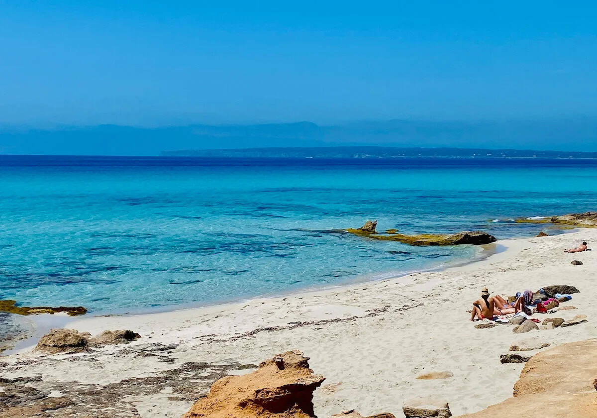Formentera seaview from Migjorn Beach in Spring